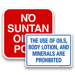 Image of No Oils, Lotion & Minerals Signs