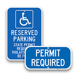 Image of Permit Required Handicap Ada Signs