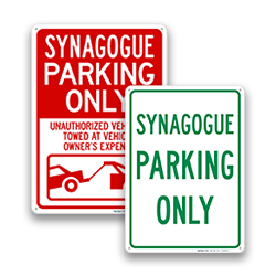 Image of Synagogue Reserved Parking Signs