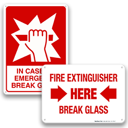 Image of Break Glass In Emergency Signs