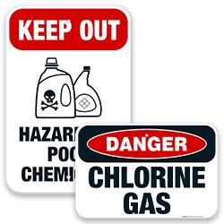 Image of Chlorine Hazard Pool Signs