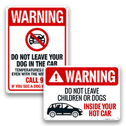 Image of Do Not Leave Dogs In Hot Car Warning Signs