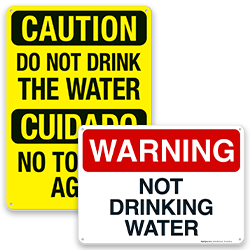 Image of Do Not Swallow Pool Water Signs