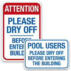 Image of Dry Off Before Leaving Pool Signs