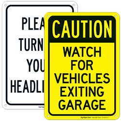 Exiting Garage Signs