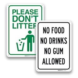 Image of Food & Litter Prohibition Signs