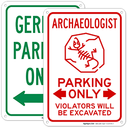 Novelty Parking Signs by Profession