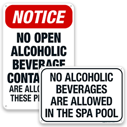 Image of No Alcohol & Drinking Pool Signs