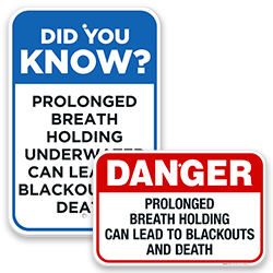 Image of No Breath Holding Pool Signs