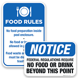 Image of No Food Or Drink Pool Signs