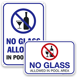 Image of No Glass Allowed Pool Signs