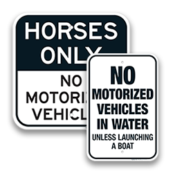 Image of No Motorized Vehicles Park Signs