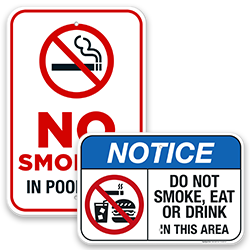 Image of No Smoking Pool Signs