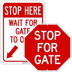 Parking Gate And Stop At Gate Signs