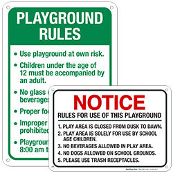 Playground Rules Signs