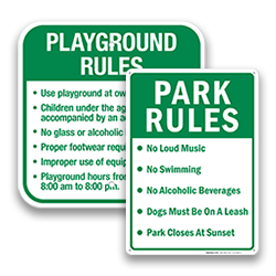 Image of Playground Rules & Hours Signs