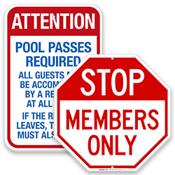 Image of Pool Pass & Guest Required Signs