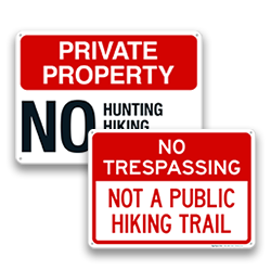 Image of Private Property No Hiking Signs