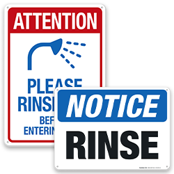 Image of Rinse Cleanse & Shower Pool & Spa Signs