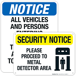 Security Entrance Signs