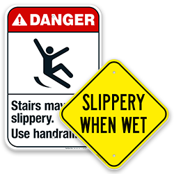 Image of Slippery When Wet Pool Signs