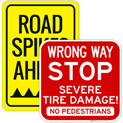 Tire Damage Signs And Road Spike Signs