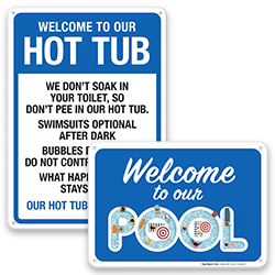 Image of Welcome Pool & Spa Signs