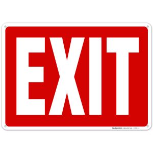 Exit Red Background Sign