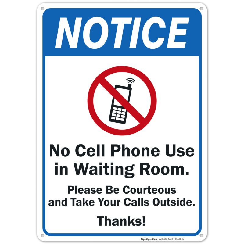 no cell phone policy at work sign