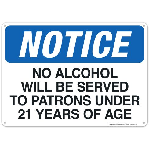 no drinking under 21 signs