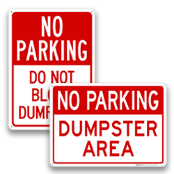 Image of No Parking Dumpster Area Signs